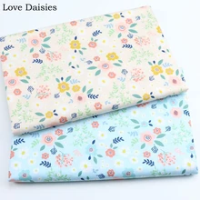 Хлопок саржевая пасторальная бежевая синяя розовая голубая желтая цветочная ткань с цветами сделай сам для детей кукольная одежда платье лоскутное украшение лист