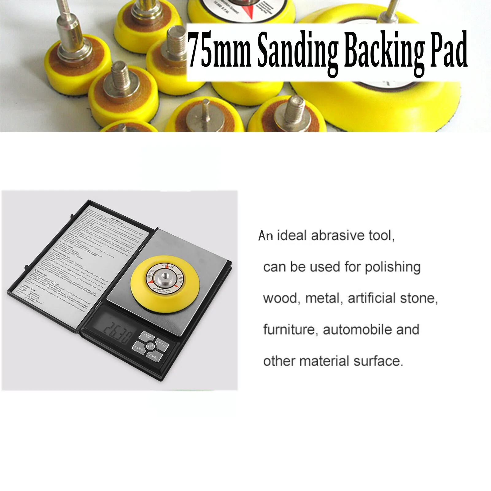 3inch 75mm Hook And Loop Backing Pad Sanding Polishing Pad With Drill Attachment Abrasive Power Tools For Polishing Wood Metal