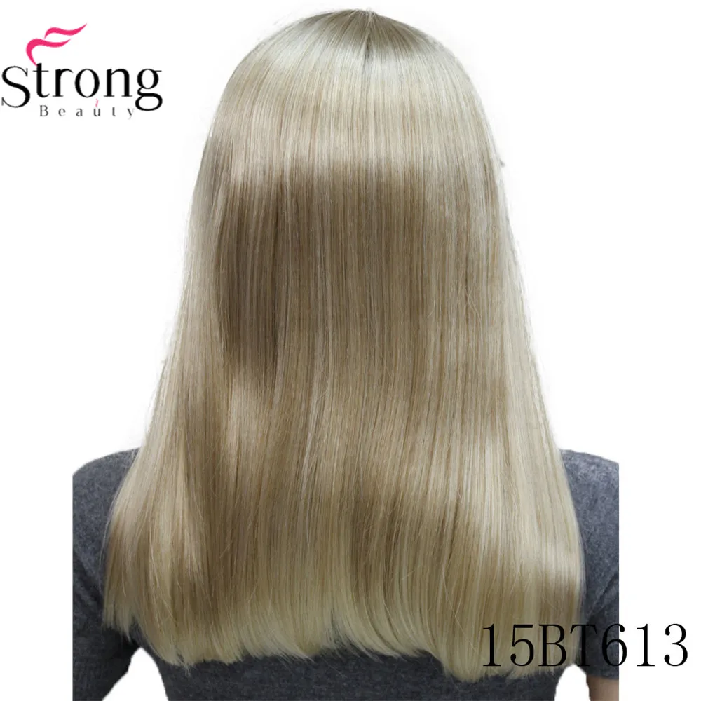 StrongBeauty Женские синтетические парики волосы черный/Блонд длинные прямые аккуратная челка стиль Natura парик волосы - Цвет: 15BT613