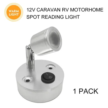 

100LM Warm LED Wall Mount Spot Lamp Motorhome Car Reading Light Switch Caravan Van Interior Light 12V RV Camper Accessories