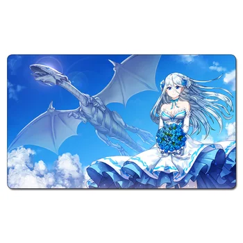 

(girl with white dragon ) YGO Board Games Playmats The Games Mat Custom Design Playmat mouse pad rugs with Free Gift Bag