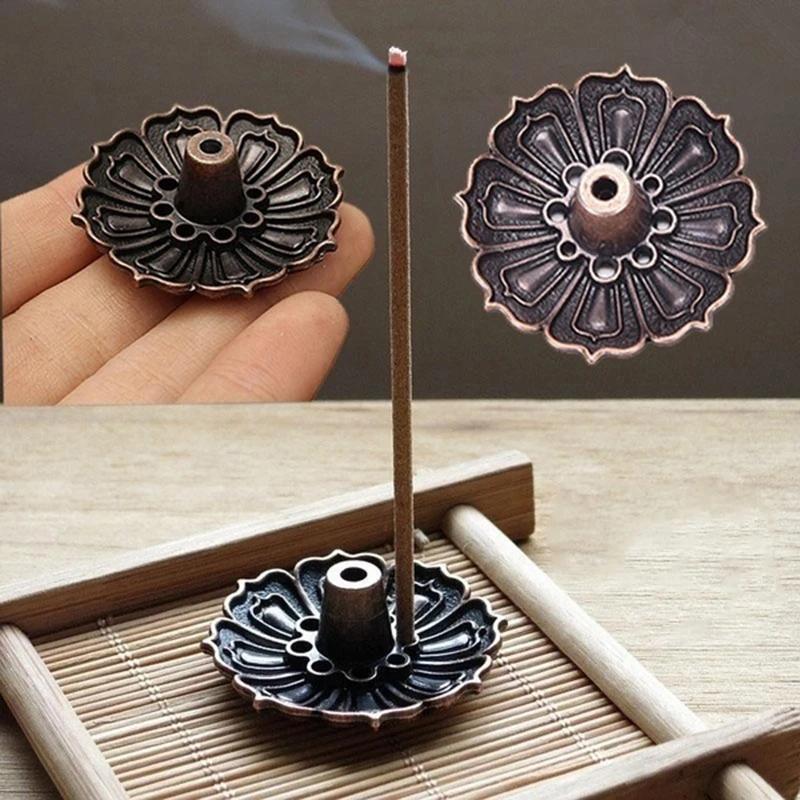 1 Pcs 9 Hole Copper Incense Holder Mini Lotus Flower Incense Sticks