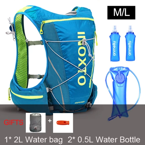 ML blue bag 3L Рюкзак для бега NEWBOLER Trail, 8 л, 10 л, ультра жилет для бега, гидратация, рюкзак для бега, сумка, 500 мл, мягкая фляга - Цвет: ML blue bag 3L