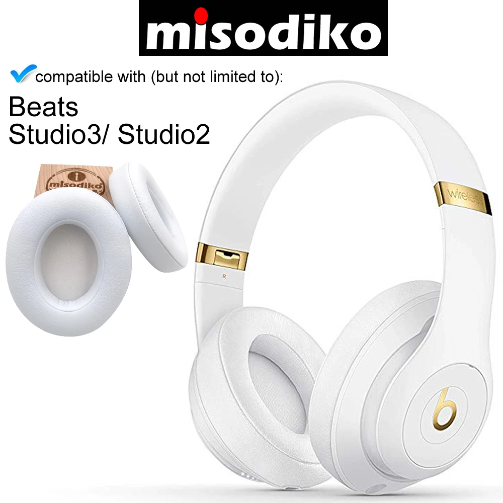 Misodiko Сменные подушечки для ушей из пены памяти, Кожаные подушечки для Beats Studio 3,0& 2,0 Проводные/беспроводные наушники B0500 B0501