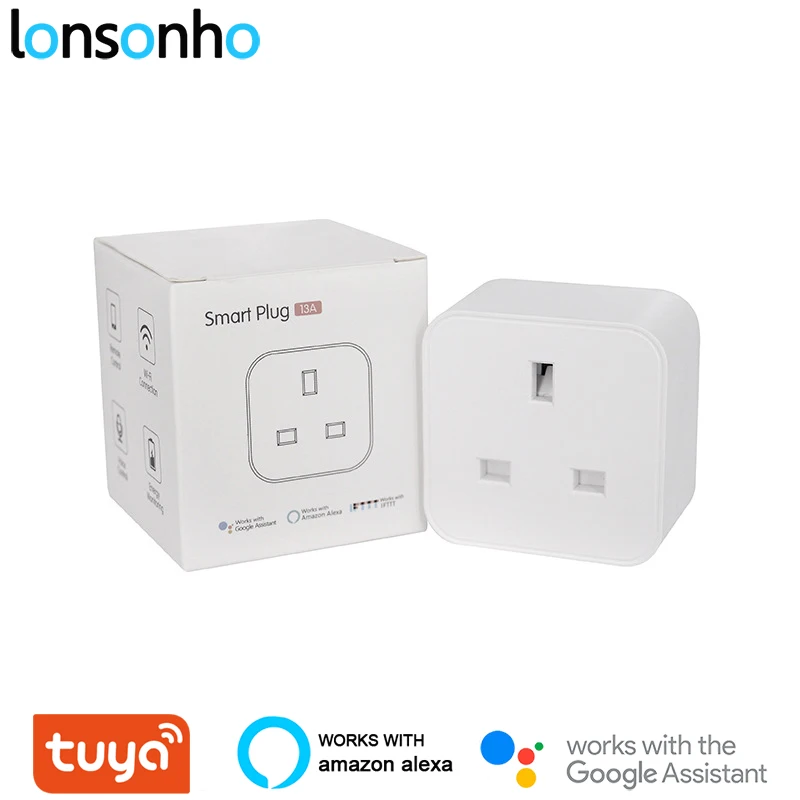 

Lonsonho UK Smart Plug Wifi Smart Socket Tuya Smartlife 13A Power Monitor Wireless Remote Control Compatible Alexa Google Home