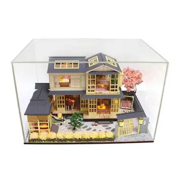

Doll House Furniture Kit DIY Miniature 3D Wooden Loft Dollhouse Handmade Japanese Style Villa Model For Birthday Gift