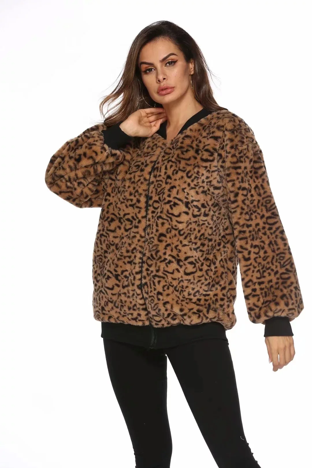 Леопардовое Женское пальто, осень и зима, Европа и Америка,, EBay AliExpress, женское платье, плотное, свободное