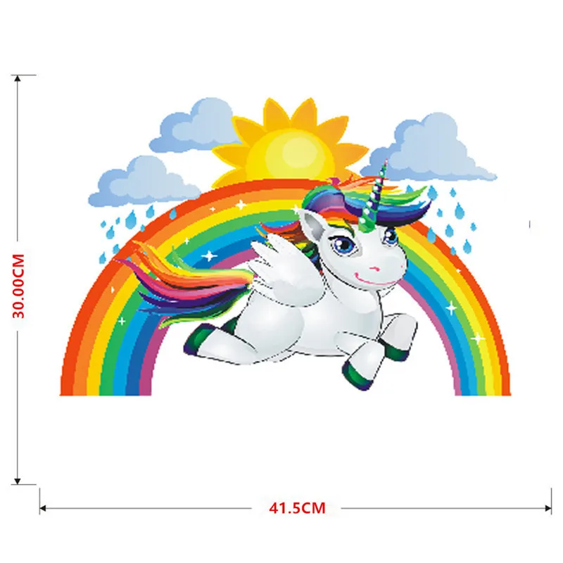 Мультяшный Радужный Единорог ПВХ Декор стены Бумага наклейки детская комната украшения дома творческий спальня Hogar современный плакат - Цвет: D