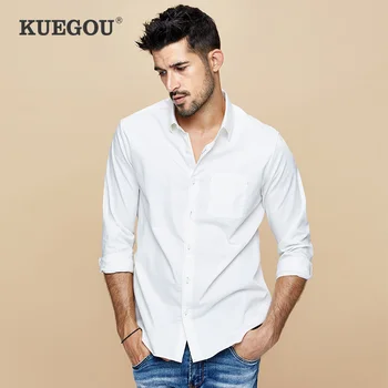 

【Kuegou】Men's long sleeve shirt South Korean style Pure color fashion business casual shirts Spring clothes BC-6838