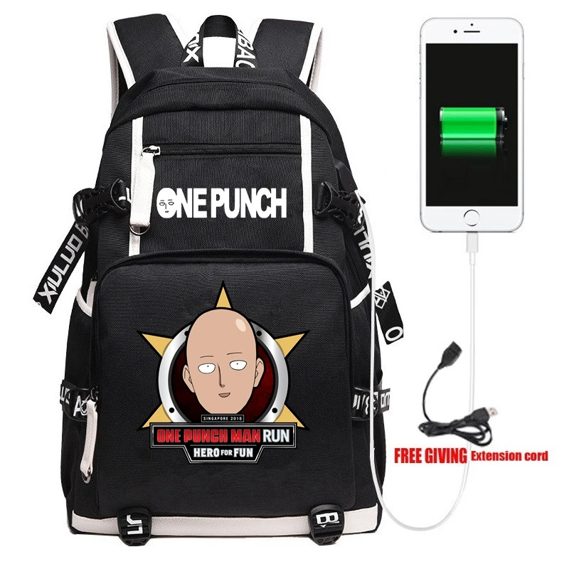 New Anime One Punch Man Backpack Unisex Travel Shoulder Laptop Bags Cartoon Teens Kids Student School Bags Bookbag Gift - Цвет: 10