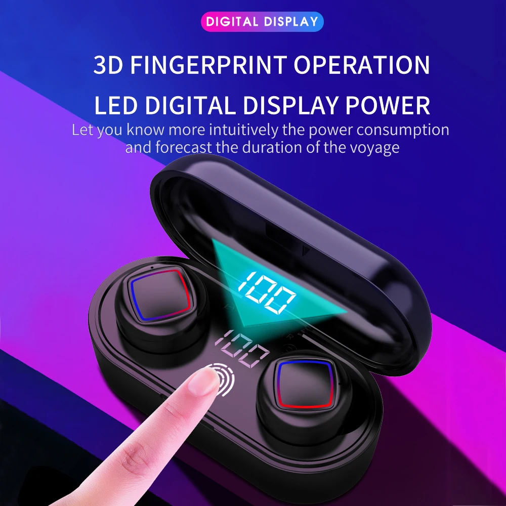 HMB11 Bluetooth наушники TWS светодиодный цифровой дисплей шумоподавление Гарнитура ушной разъем отпечатков пальцев сенсорная гарнитура Водонепроницаемый с микрофоном