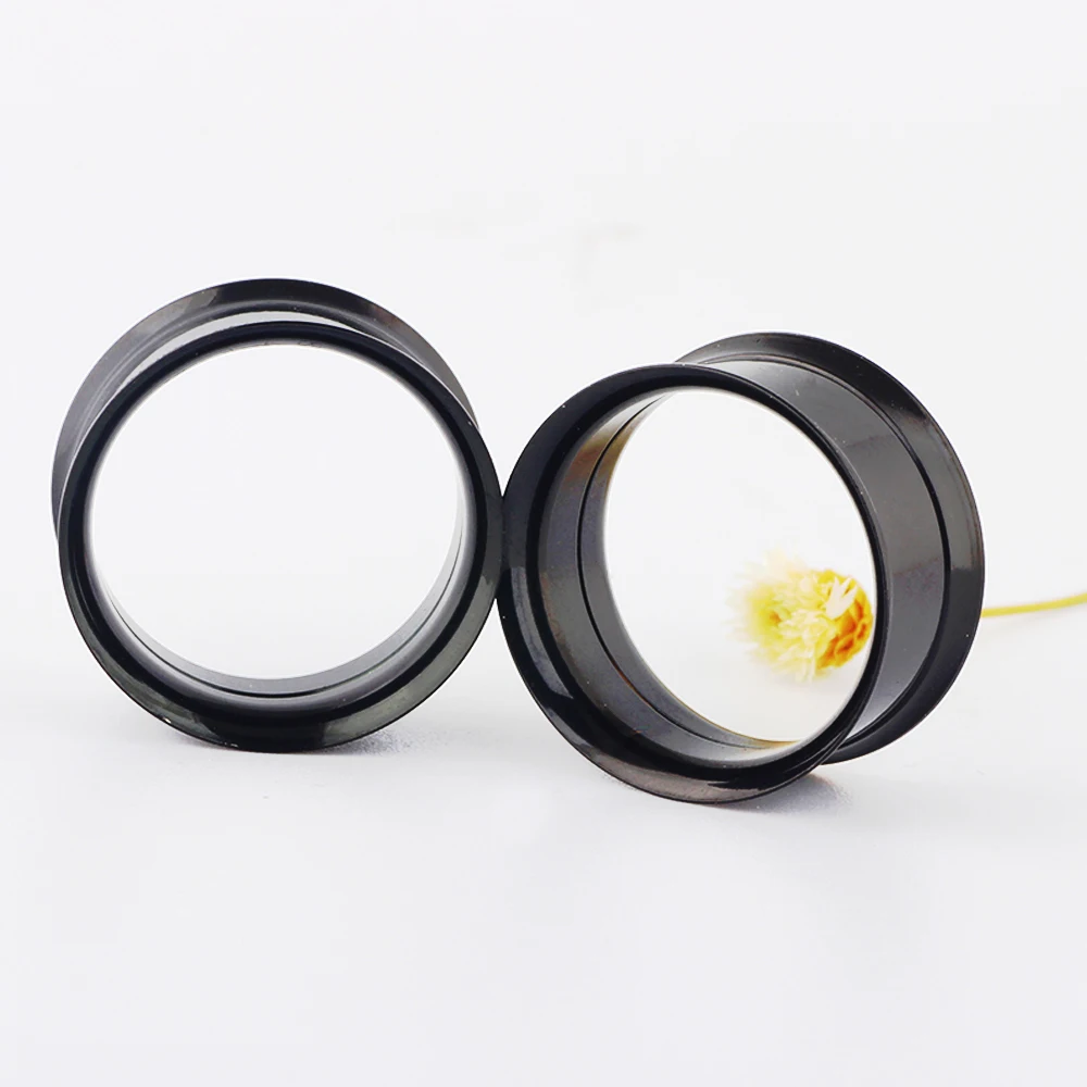 JUNLOWPY 6g-3/4"Ear Stretching kit Set Hollow Black Plugs and Tunnels Stainless Earring Expander Gauges Stretcher Body Piercing