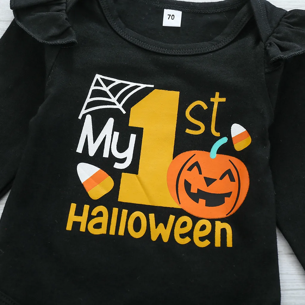 hot sell festival-wear children costume Toddler Baby Kids Girls Boys Halloween Print Set Romper Pants Outfits Clothes for 6M-2T