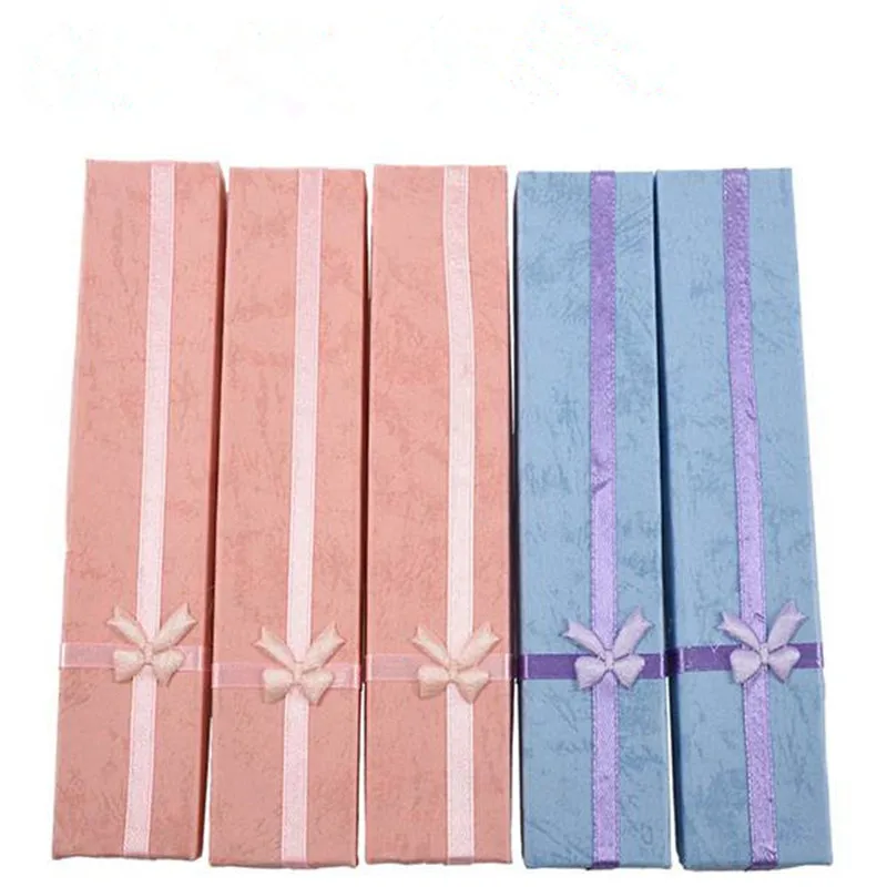 

5PCS Paper Package Bowknot Jewelry Necklace Bracelet Earring Ring Gift Box Case, Style-3 Rectangle(22X4cm)