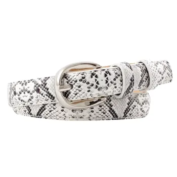 

Women Ladies Sexy Snake Pattern Pu Leather Belt Vintage Classic Silver Pin Buckle Belt Fashion Unisex Trouser Accessories Belt