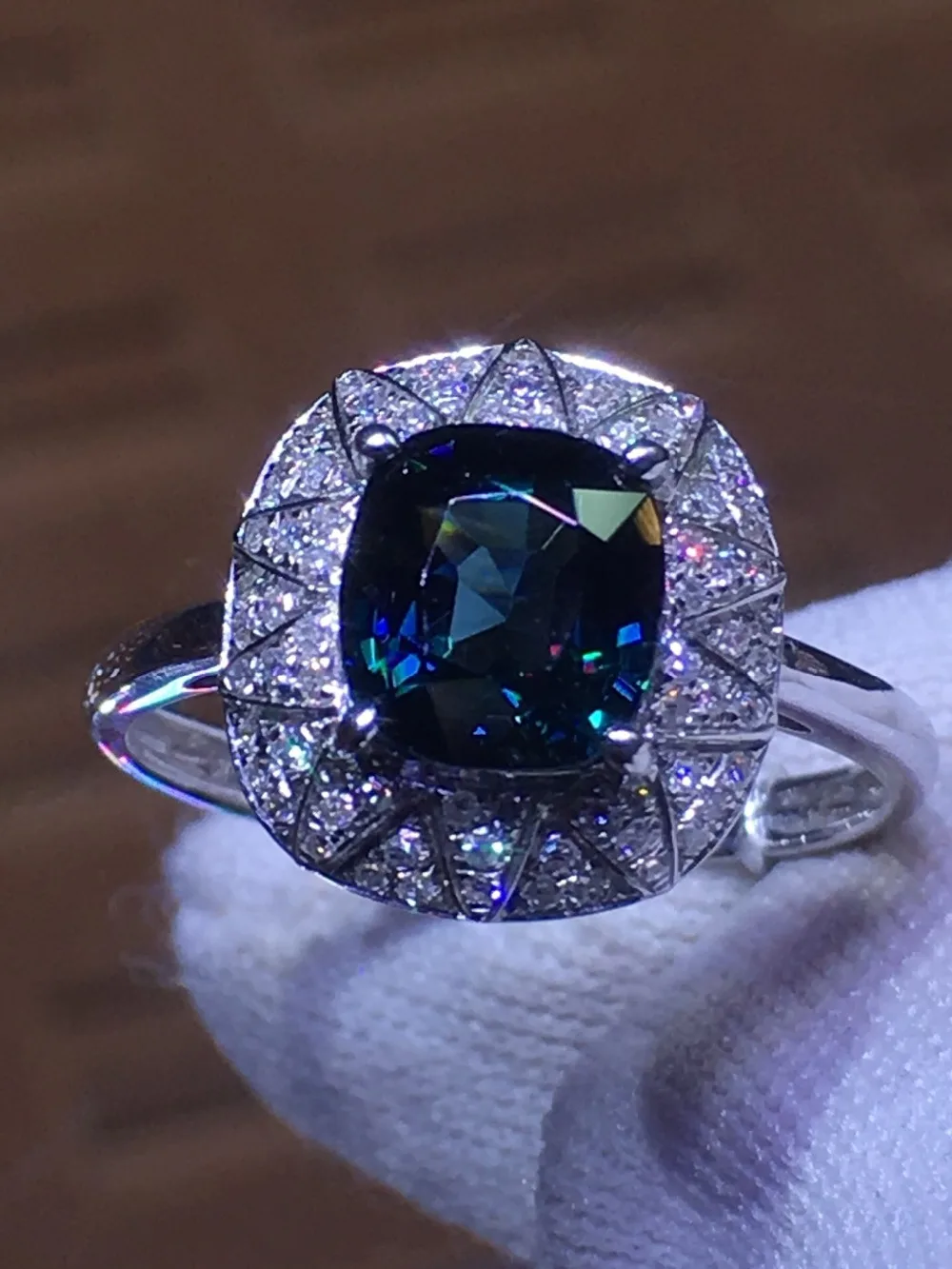 820 ювелирные изделия из чистого белого золота 18 К, натуральные синие шпинельные камни, 1.84ct бриллианты, классический дизайн, женские кольца для подарков