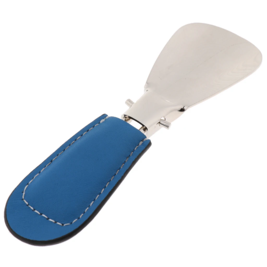 Stainless Steel Shoe Horn Portable Shoes Lifter with PU Leather Strap for Boots and Shoes