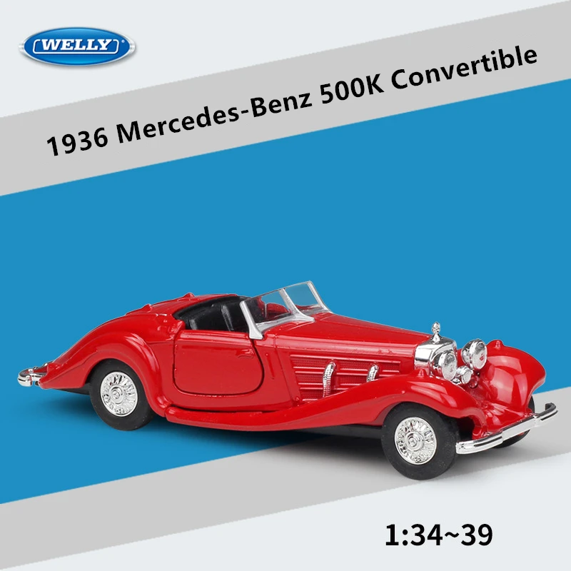 WELLY 1:36 Mercedes-Benz 1936 500K классическая модель машины из сплава, имитационная Коллекция игрушек, вытягивающая автомобиль, коллекция подарков