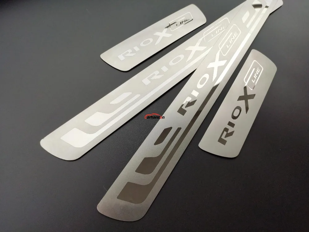 Car Styling Accessories For Kia Rio 3 4 5 X Line Door Sill Threshold Scuff Pedal Protector Stainless Steel Trim  2015 2017 2021