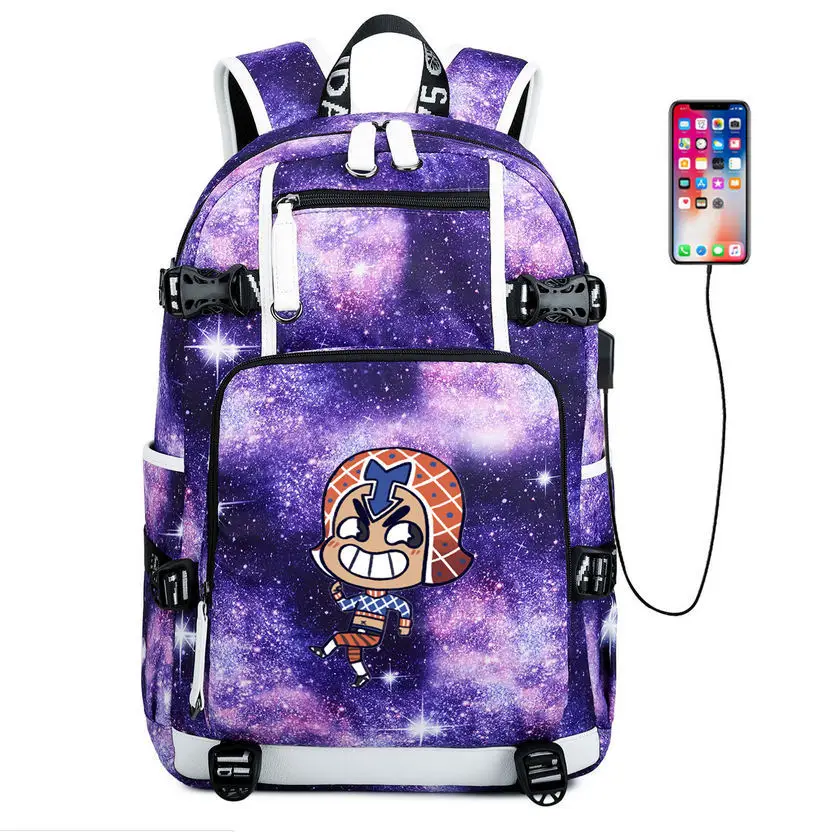 H JoJos bizare Adventur Наплечная Сумка модная школьная сумка jorno зарядка через usb тканевый рюкзак для ноутбука рюкзак для путешествий для подростков - Цвет: H