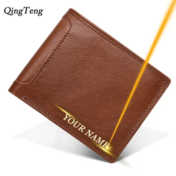 

Engraved Name Classic Style Men'S Wallet Made Of Genuine Leather Male Purse Short Male Purse Card Holder Men Wallets Customized