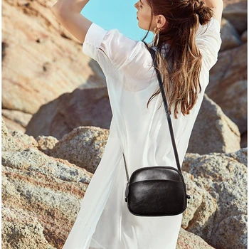 

Wmnuo Brand Bag Women's Shell Bag Oil Wax Cow Leather Soft Small Cross Body Bag For Girls Retro Bag Famous Designer Hot Ins