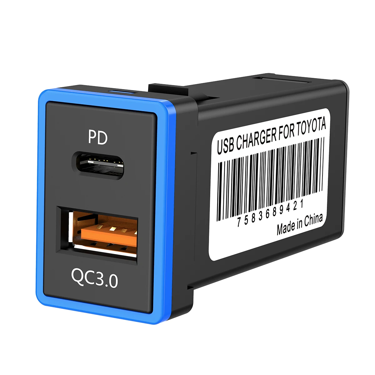 

10pcs QC 3.0 USB Car Charger Quick Charge 3.0 with 5V 3.5A Type-C PD Port Blue LED Fast Charging For Toyota
