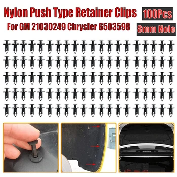 

100PCS Universal Car Bumper 8mm Hole Plastic Rivets Fastener Push Clip Black Auto Vehicle Door Trim Panel Retainer Fixing Clips