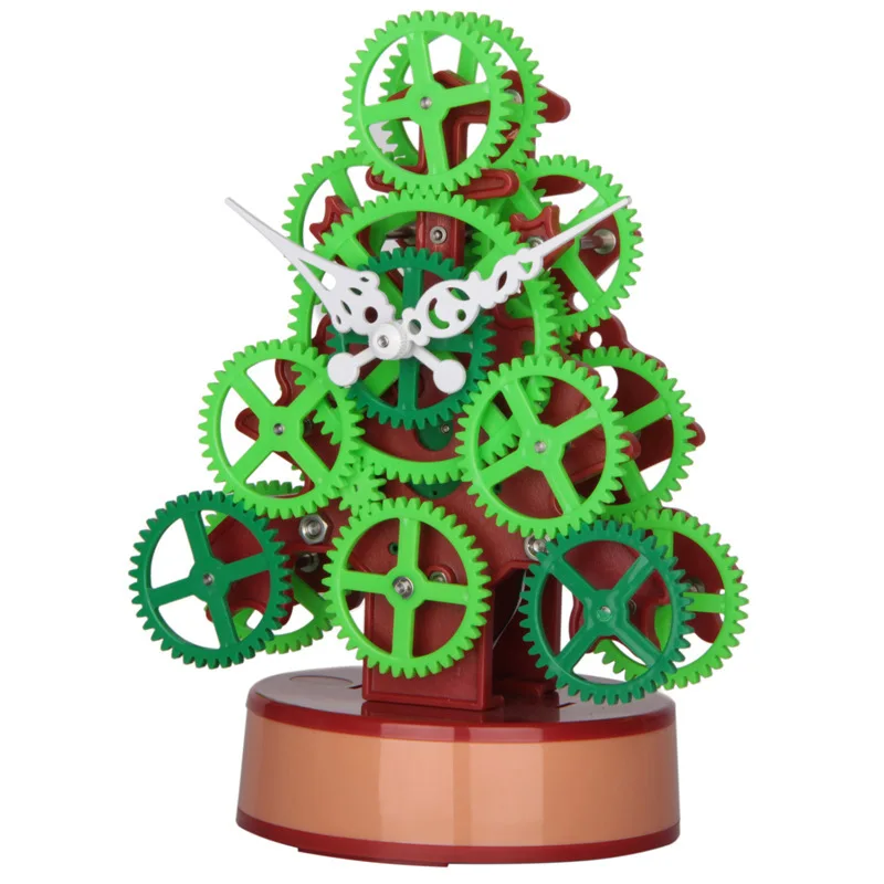 

Creative Table Clock Green Hollow Rotating Gear Christmas Tree Clock Kids Room Desk Clock Christmas Gifts reloj escritorio