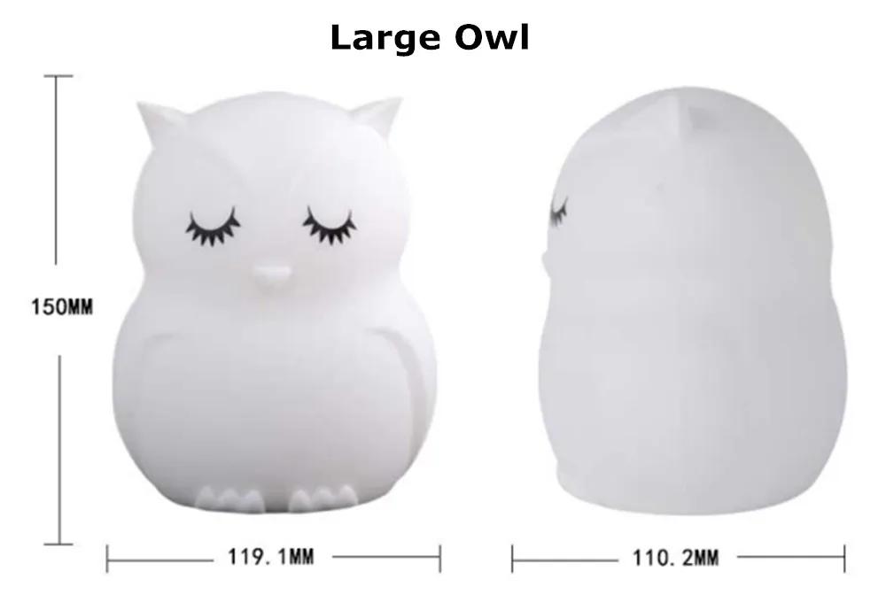 Owl LED Night Light Touch Sensor Remote Control 9 Colors Dimmable Timer USB Rechargeable Silicone Animal Lamp for Kids Baby Gift holiday nights of lights