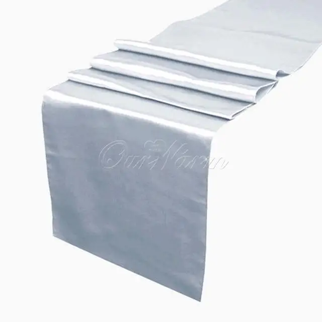 silver OurWarm Satin Table Runners for Wedding 12\"x108\" Multi Colors for Wedding Table Decoration Event Party Supplies Home Textile - Цвет: silver