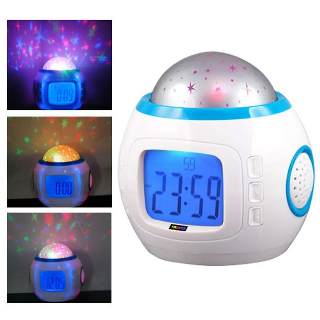 Reloj de alarma Digital LED de estrellas niños, reloj de luminosa con calendario, termómetro, proyector de luz nocturna - AliExpress Hogar y jardín