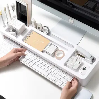 

Plastic Office Table Storage Rack Desk Keyboard Organizer Stationery Holder Computer Accessories Home Office Desk Storage Box