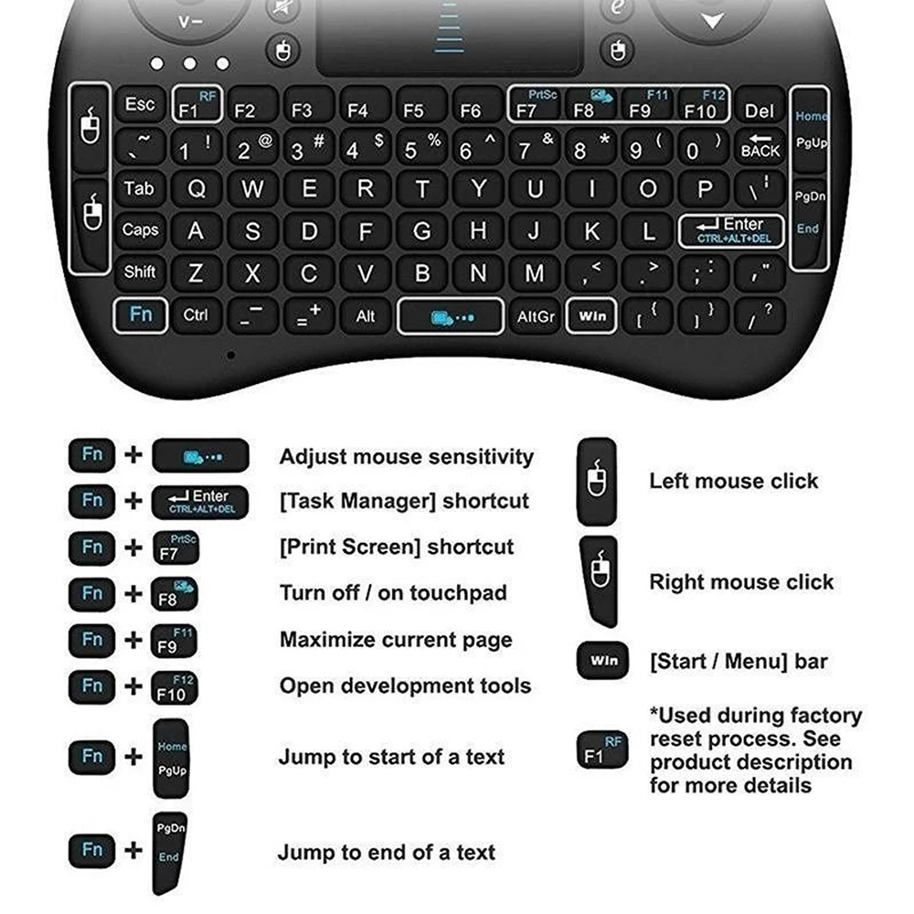 7 color backlit i8 Mini Wireless Keyboard 2.4ghz English Russian 3 colour Air Mouse with Touchpad Remote Control Android TV Box