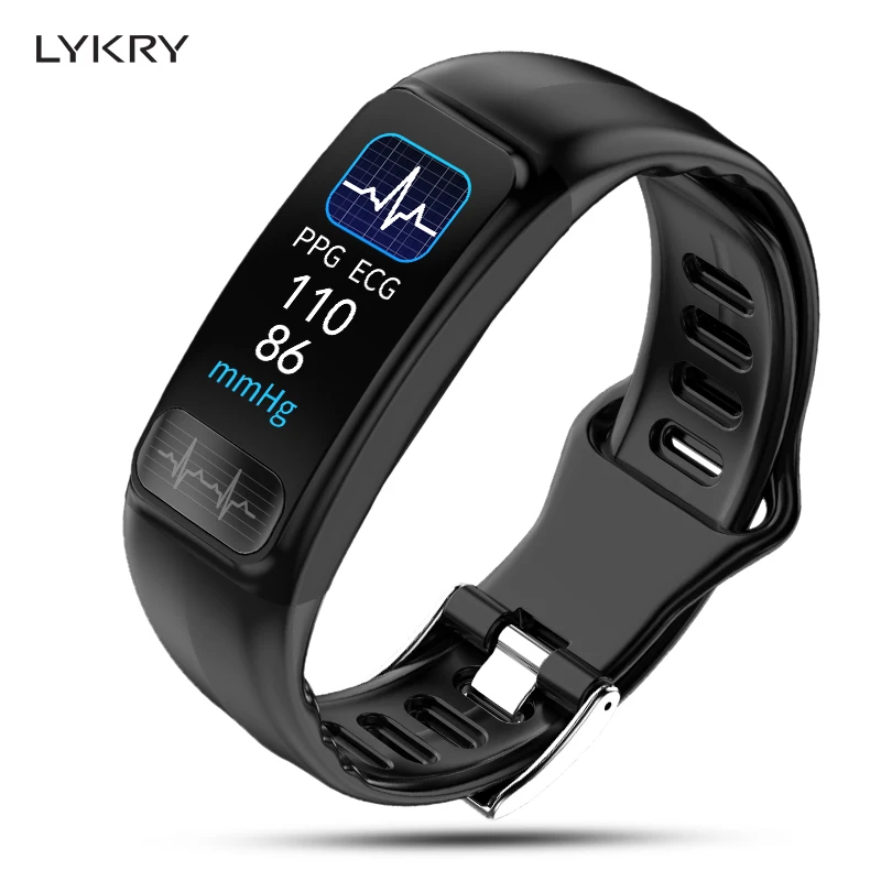 

LYKRY P12 ECG Smart Band Heart Rate Monitor PPG Smart Bracelet Blood Pressure Clock Waterproof Wristband For Xiaomi Huawei