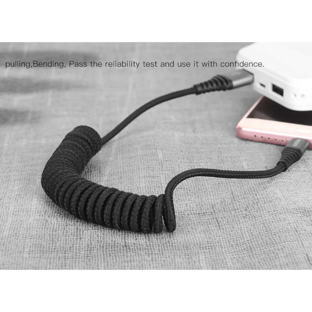 USB кабель выдвижной пружинный кабель для iPhone XR X 7 samsung Micro USB для Xiaomi type C Быстрая зарядка зарядный кабель для передачи данных Шнур