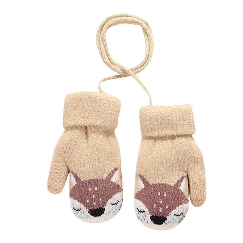 Детские рукавицы для детей; зимние вязаные веревочные перчатки с мультяшным принтом; детские перчатки; зимние теплые перчатки для детей