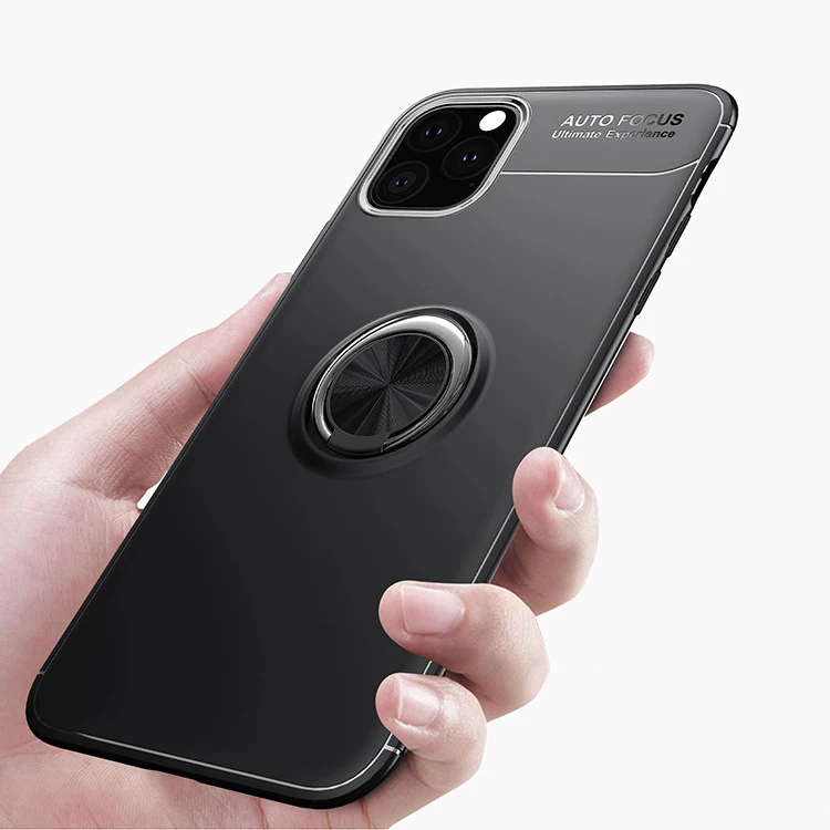 100 шт Мягкий ТПУ защитный чехол для iPhone 11 Pro Max XS XR X 8 7 6 6S Plus крепление Магнитный вращающийся металлический чехол с кольцом-подставкой