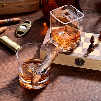 

CIGARLOONG Cigar Whiskey Glass Creative Transparent Portable Cigar Holder Wine Glass