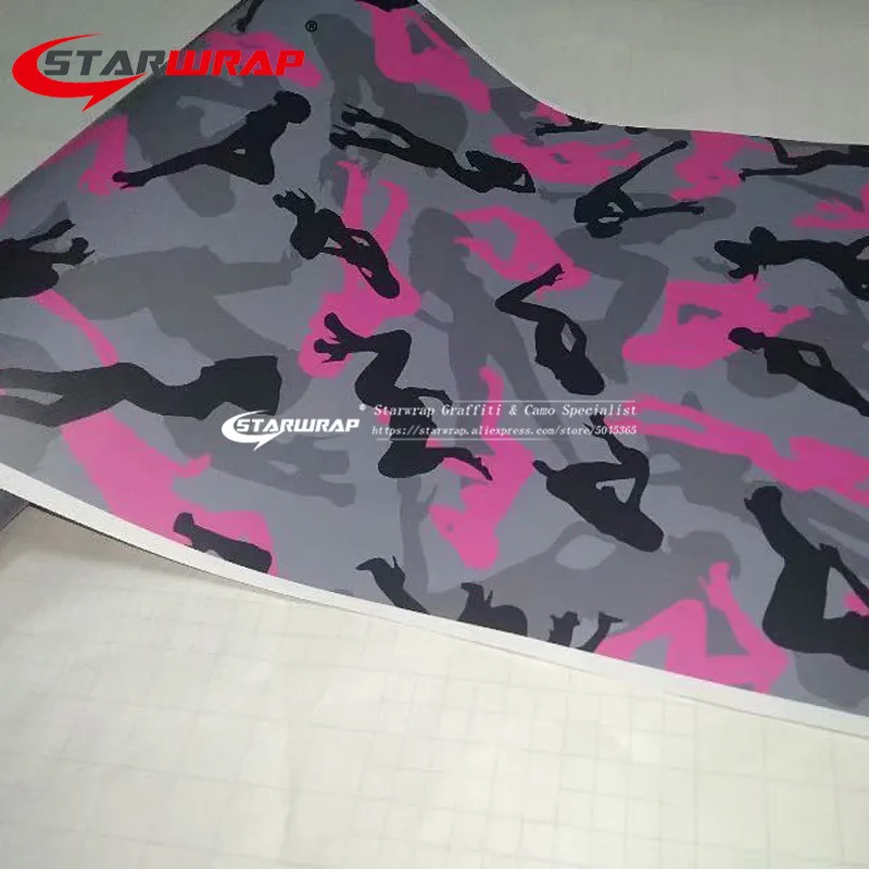 Starwrap Grey and Pink Character Car Styling Air Release Camouflage Foil Vinyl Car Wraps Sticker vinyl Car Wrapping Roll