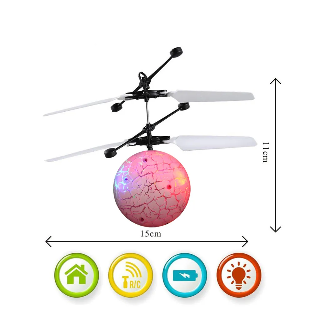 Радиоуправляемый Дрон шар-Вертолет Встроенный сверкающий светодиодный светильник для детей подростков красочные Flyings детские игрушки белый индукционный самолет