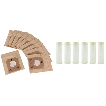 

10 Pcs Vacuum Cleaner Kraft Paper Dust Bags Dual Filter Dust Bag with 6PCS 10 Inch Flat Type UF Hollow Fiber