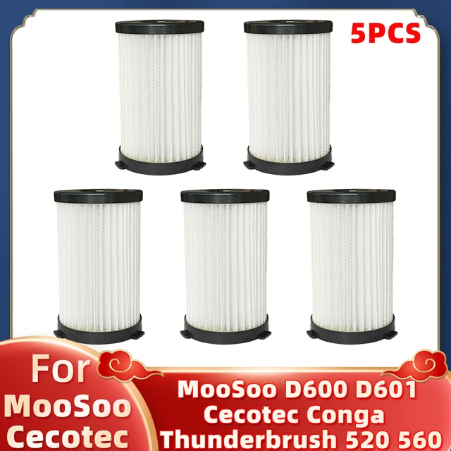 Hepa Filter For MooSoo D600 D601 Cecotec Conga Thunderbrush 520 550 560 Ariete Handy Force 2761 2759 RBT Vacuum Cleaner Parts 5Pcs