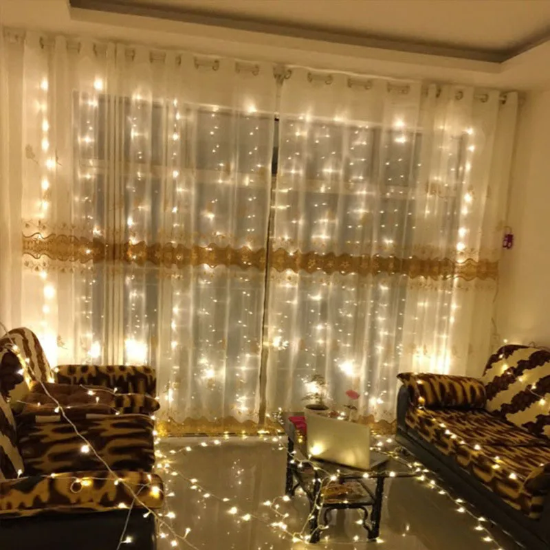  300 LED Warm White Christmas Hallowee Lighting Window Curtain String Light for Wedding Party Home B - 33011193137