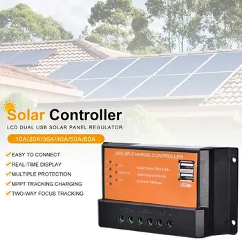 

10A /20A/30A/40A/50A/60A Solar Controller PWM 2 in 1 Smart Dual USB Regulator 12v/ 24v automatic switching