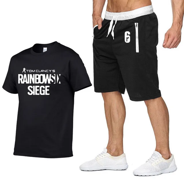 Летняя модная мужская футболка, футболки с принтом Rainbow Six Siege, хлопковая Футболка в стиле хип-хоп Харадзюку, футболки высокого качества, штаны, костюм K