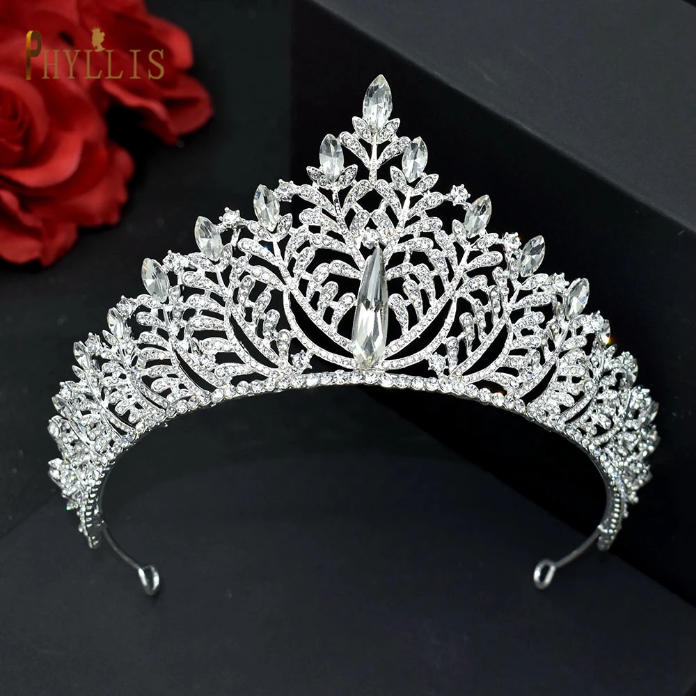 A259 Crystal Bridal Tiara Crowns Fashion Women Hair Accessories Pageant Diadem  Baroque Tiaras Rhinestone Headband Jewelry