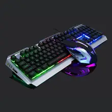 Модная красочная светодиодная подсветка Opto-electronic USB Проводное соединение клавиатуры мыши, подключи и играй, простое использование. Набор