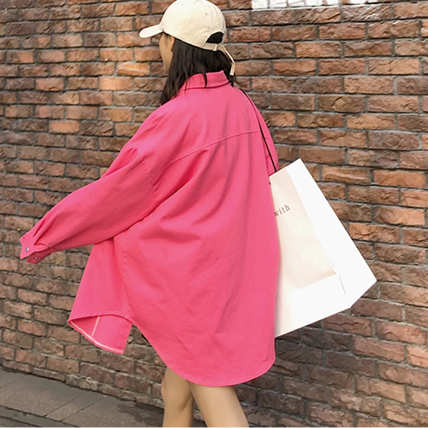 Новое поступление, Женские однотонные джинсовые джинсы с длинным рукавом и вышивкой, Свободная блуза с отложным воротником, рубашки на пуговицах, Топ T97902F