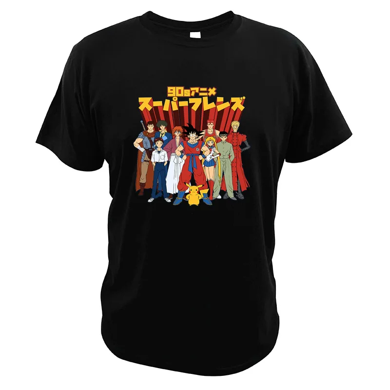 Japanese 90s Anime T Shirts Goku Pika Cowboy Bebop TV Show Shirt EU Size High Quality Casual Tops For Men |